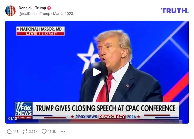 Post image from Donald Trump