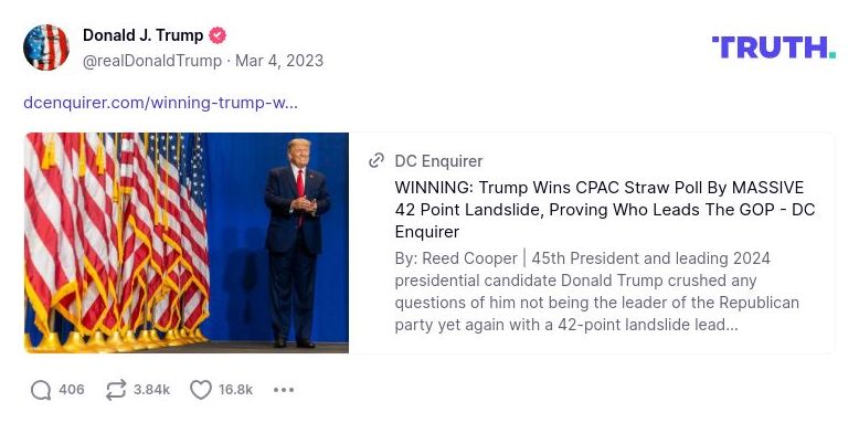 Post image from Donald Trump