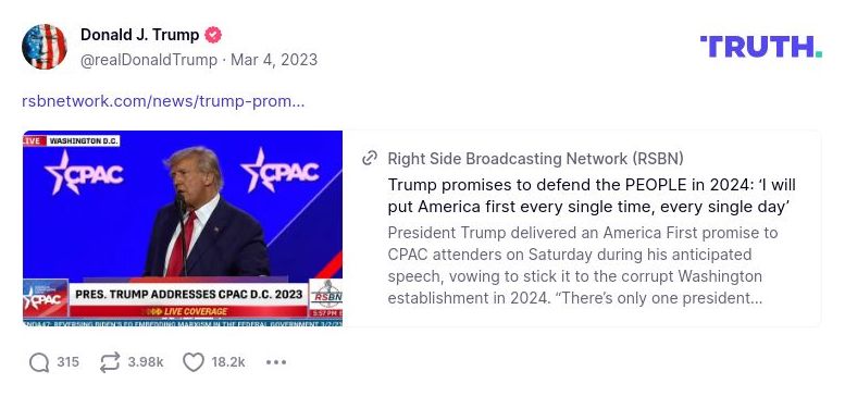 Post image from Donald Trump