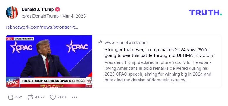 Post image from Donald Trump