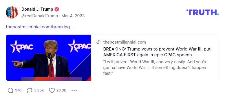 Post image from Donald Trump