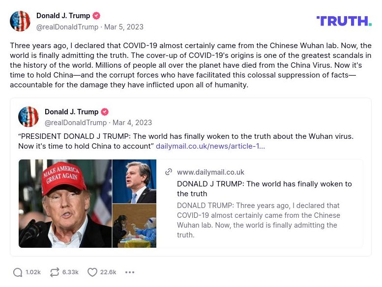 Post preview from Donald Trump