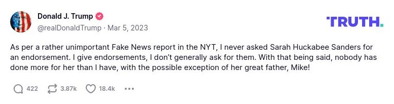 Post image from Donald Trump