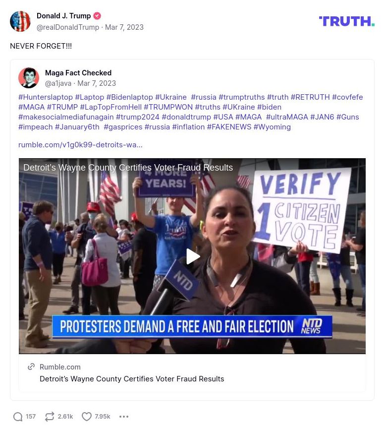 Post image from Donald Trump