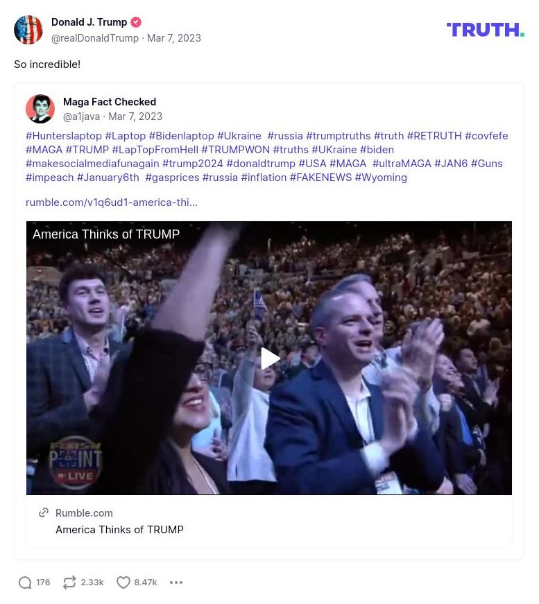 Post image from Donald Trump