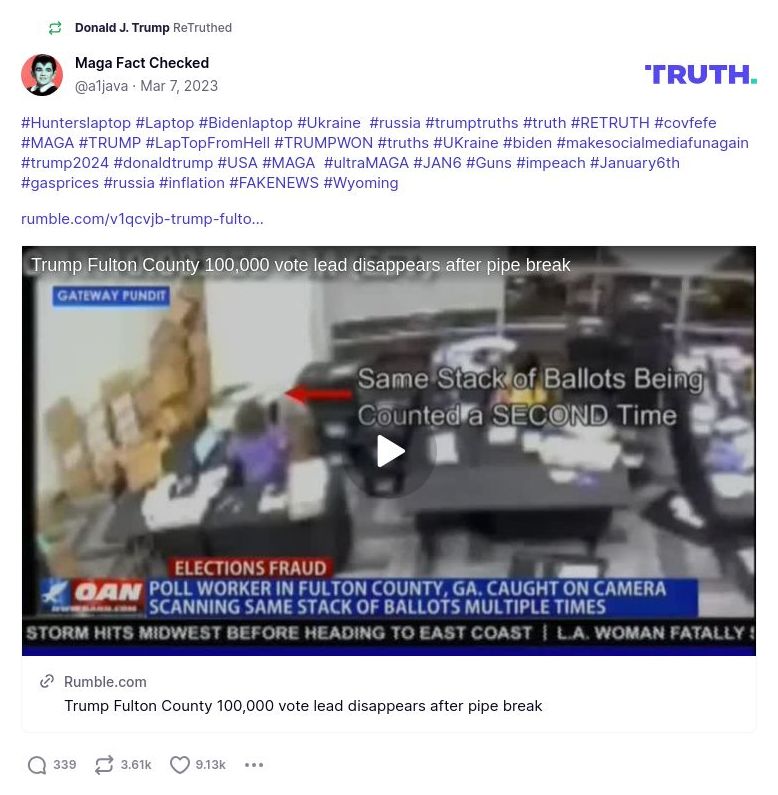 Post preview from Donald Trump