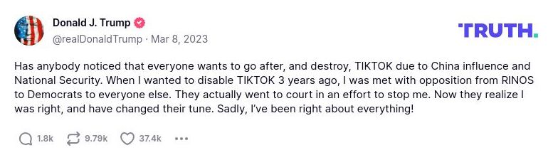 Post preview from Donald Trump