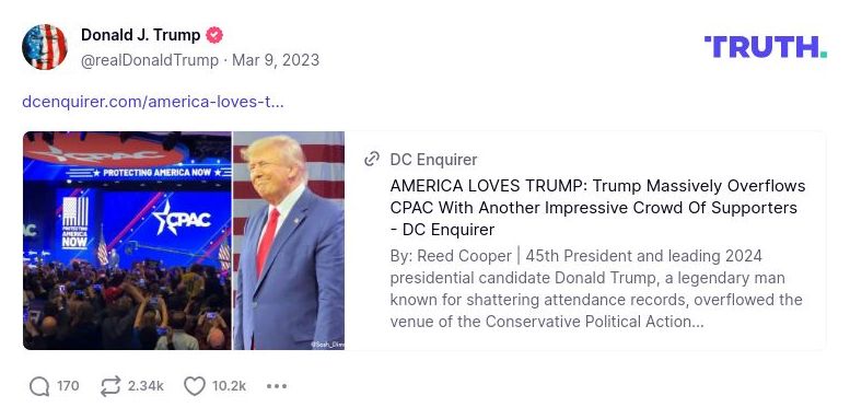 Post image from Donald Trump