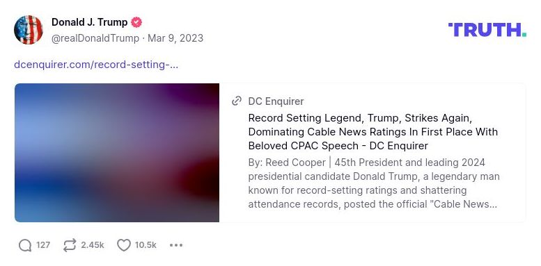 Post image from Donald Trump