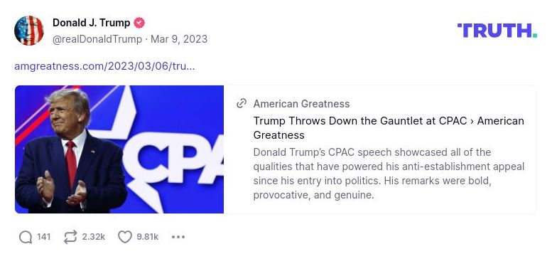 Post image from Donald Trump