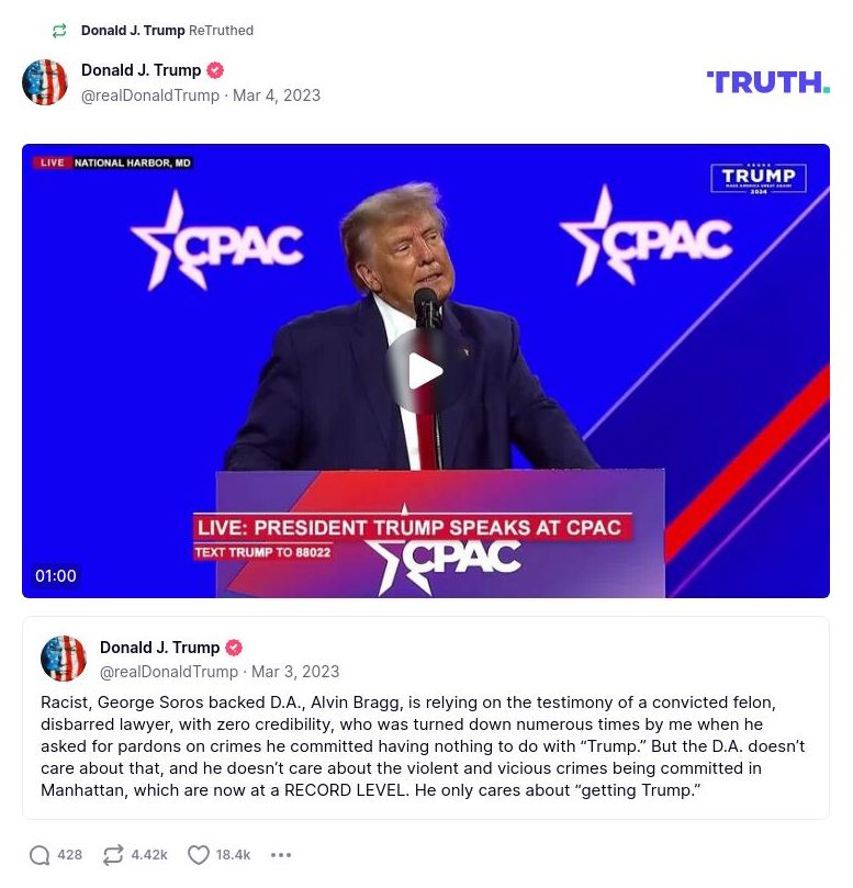 Post image from Donald Trump