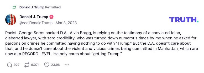 Post image from Donald Trump