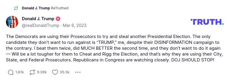 Post image from Donald Trump