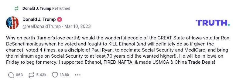 Post preview from Donald Trump