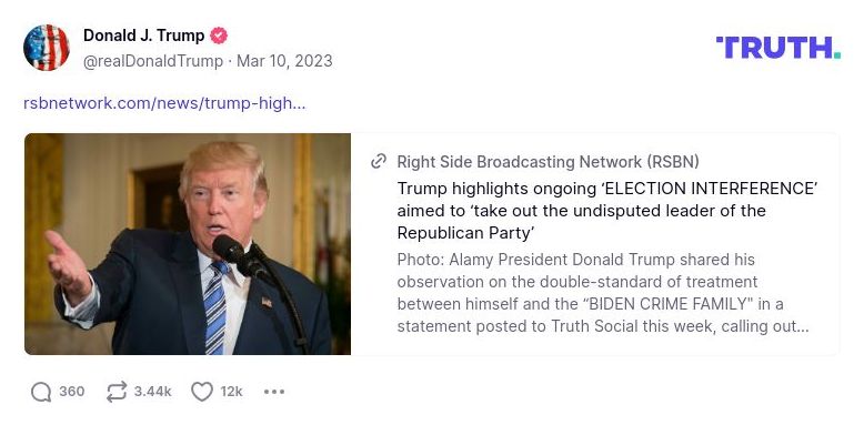 Post image from Donald Trump