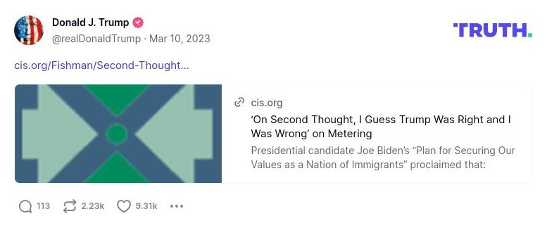 Post image from Donald Trump