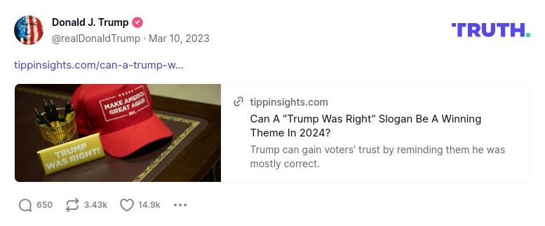 Post image from Donald Trump