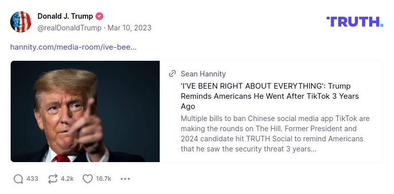 Post image from Donald Trump