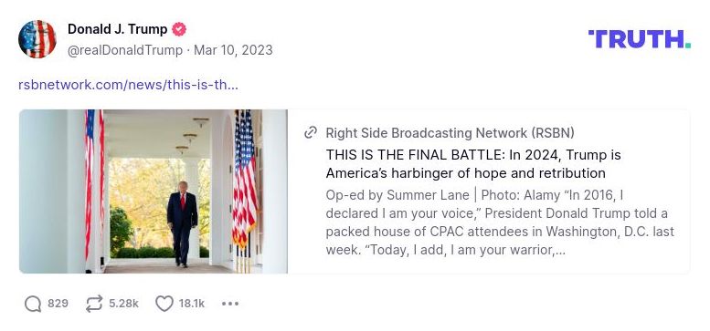 Post image from Donald Trump