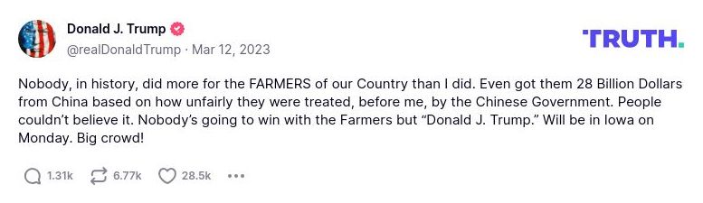 Post preview from Donald Trump