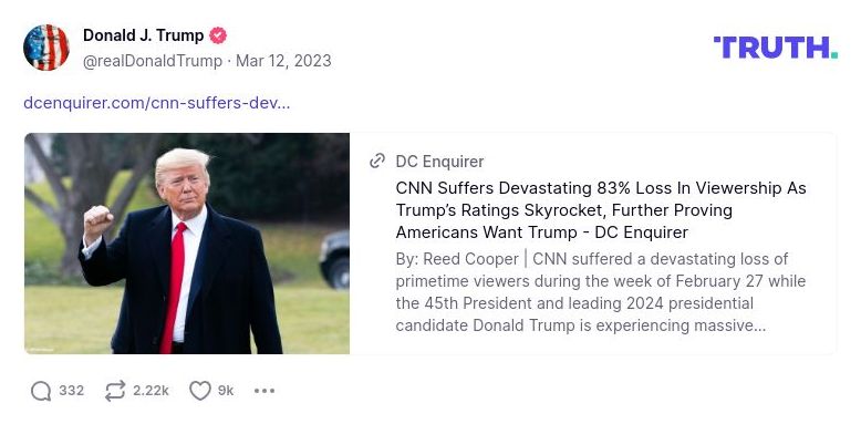 Post preview from Donald Trump