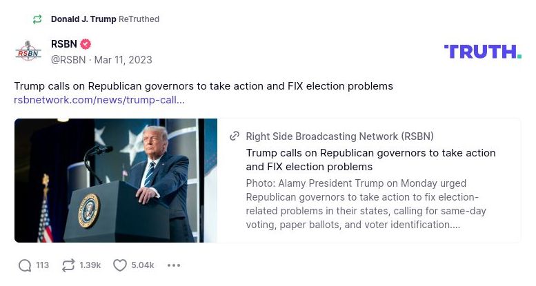 Post image from Donald Trump