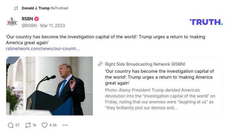 Post image from Donald Trump