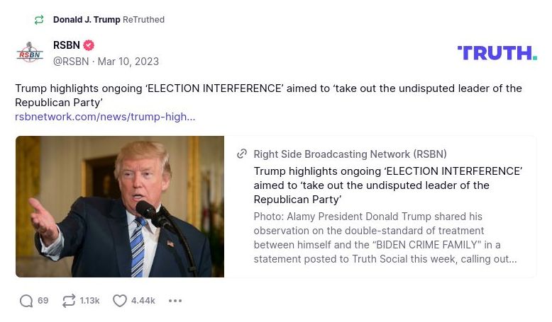 Post image from Donald Trump