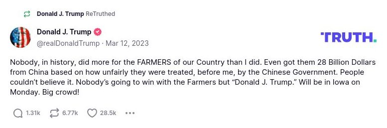 Post preview from Donald Trump