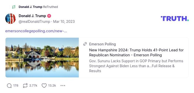 Post image from Donald Trump