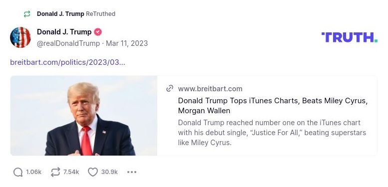 Post image from Donald Trump