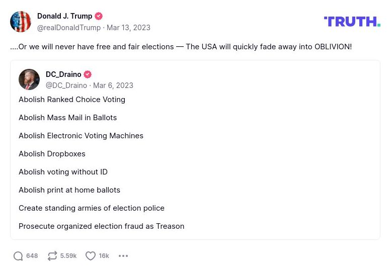 Post image from Donald Trump