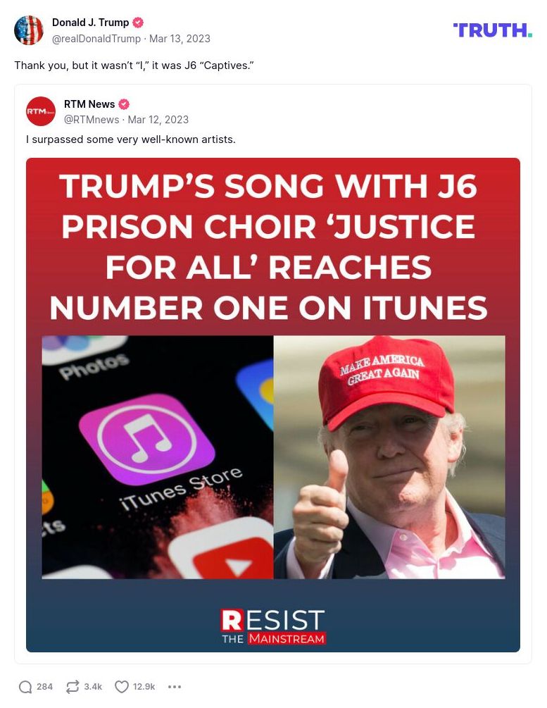 Post image from Donald Trump