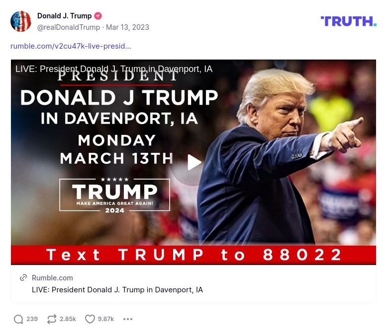 Post image from Donald Trump