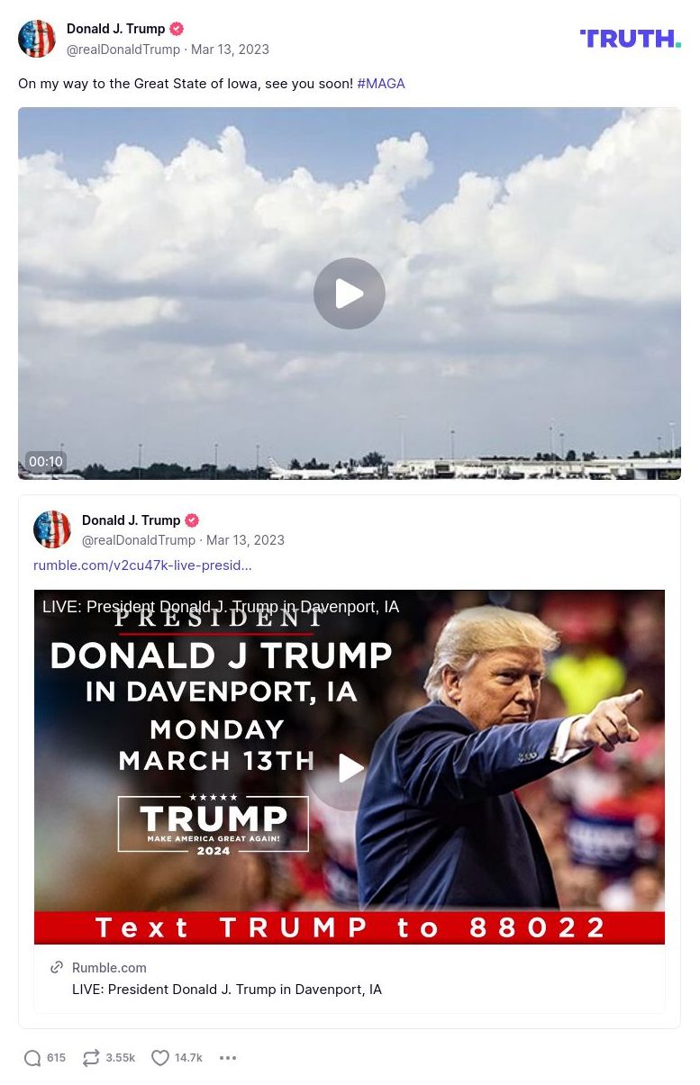 Post image from Donald Trump