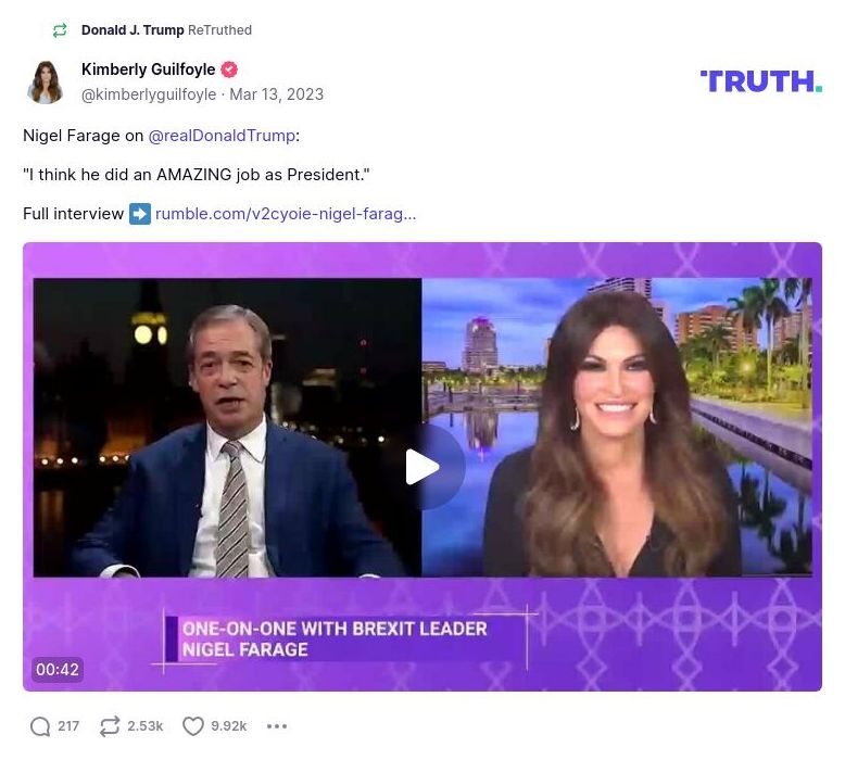 Post image from Donald Trump