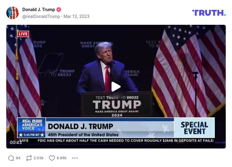 Post image from Donald Trump