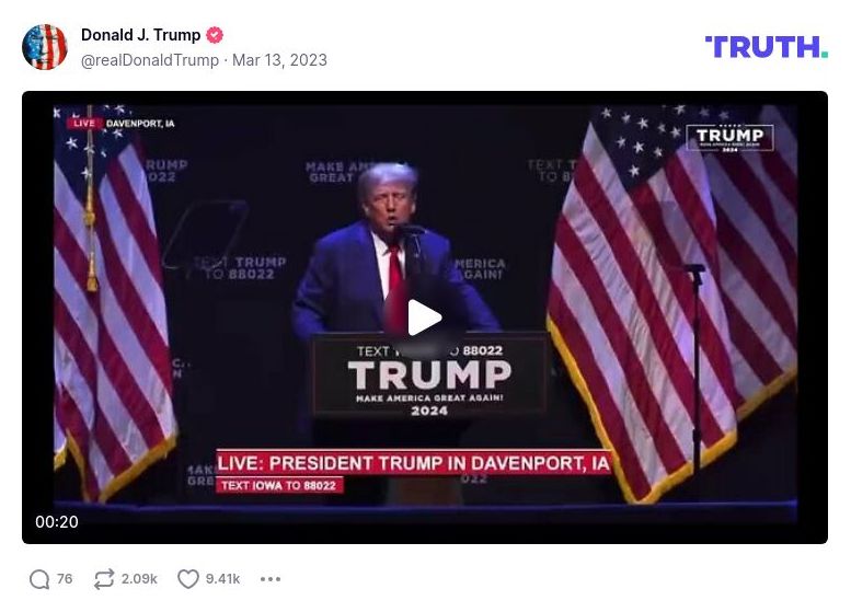 Post image from Donald Trump