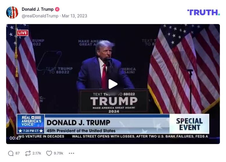 Post image from Donald Trump