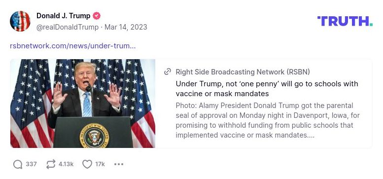 Post image from Donald Trump