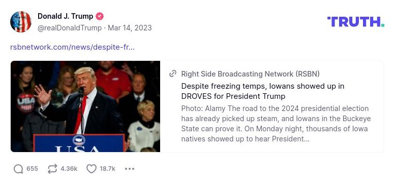 Post image from Donald Trump