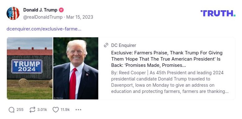 Post image from Donald Trump