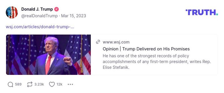 Post image from Donald Trump