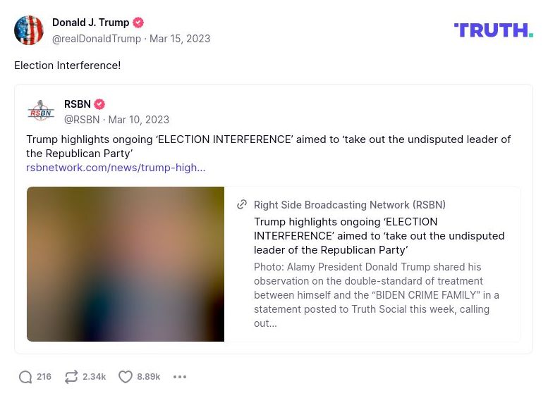 Post image from Donald Trump