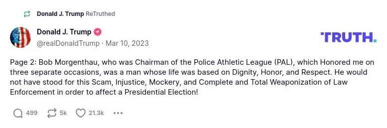 Post image from Donald Trump