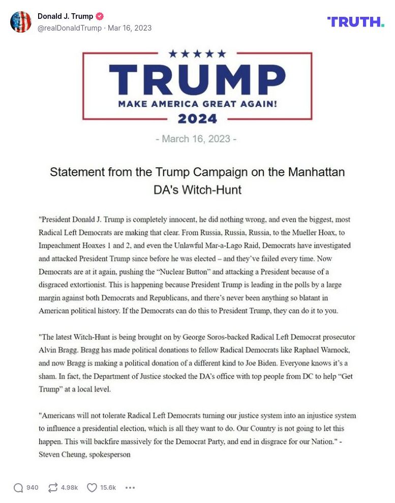 Post image from Donald Trump