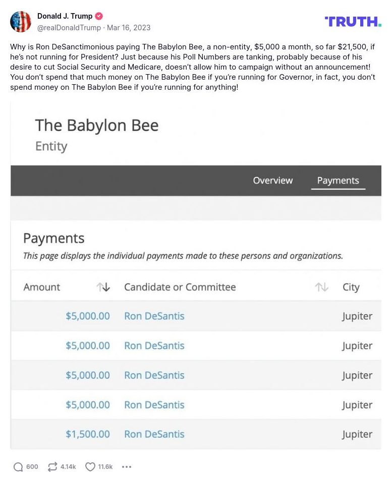 Post image from Donald Trump