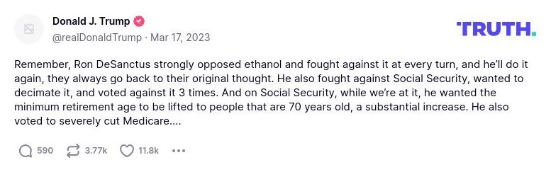 Post image from Donald Trump