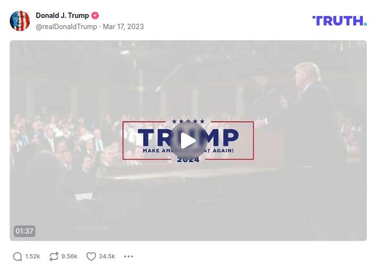 Post image from Donald Trump