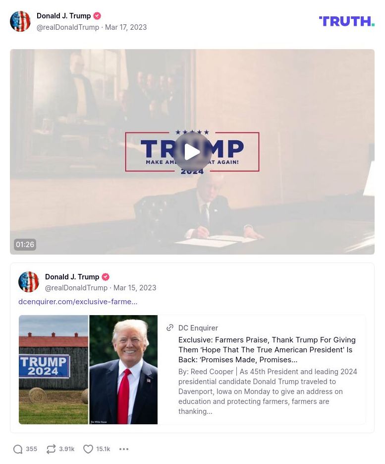 Post image from Donald Trump